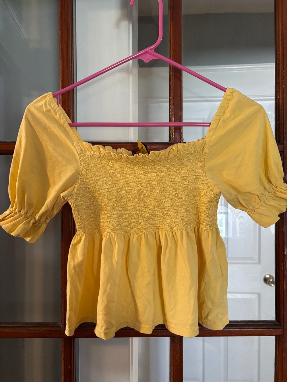 Polo by Ralph Lauren Yellow Smocked Peplum top girls m 8-10